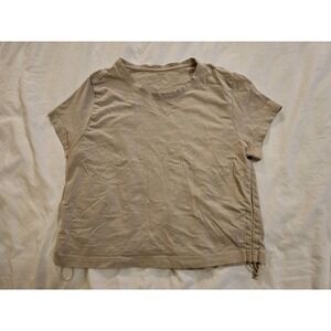 Urban Legend Womens M/L Taupe Crop Top Drawstring Hem Stains Read